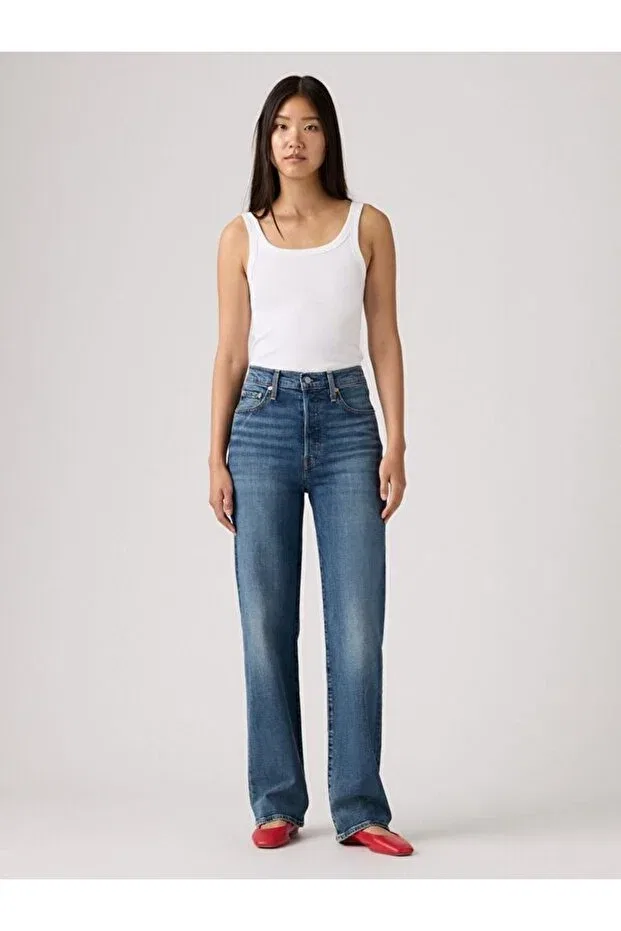 Женские джинсы с обычной посадкой Ribcage full length women's jean pants - select us Levi'S, Med Indigo - Worn In