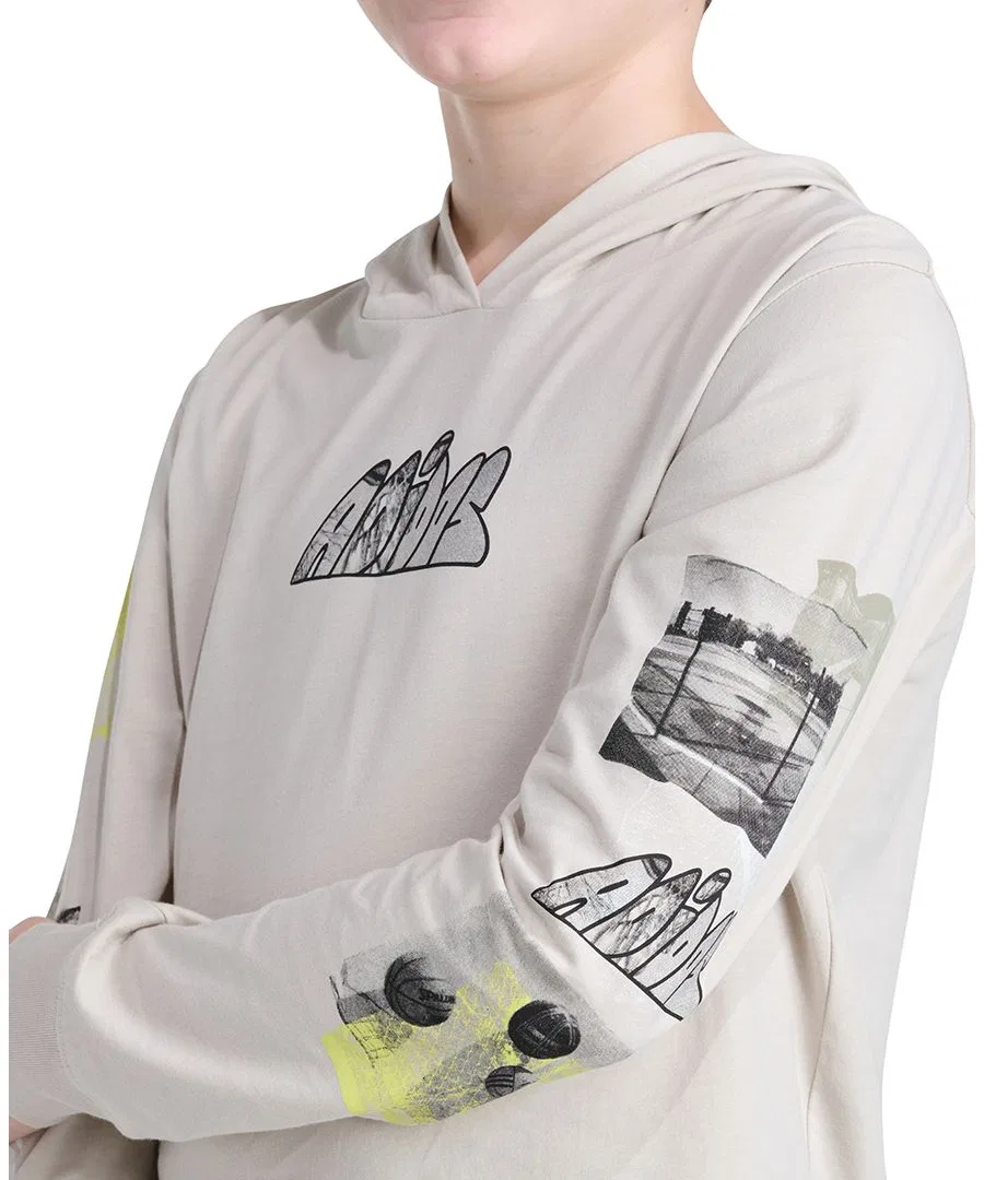 Футболка детская с капюшоном и длинным рукавом, с принтом adidas, Wonder Alumina — фото 3