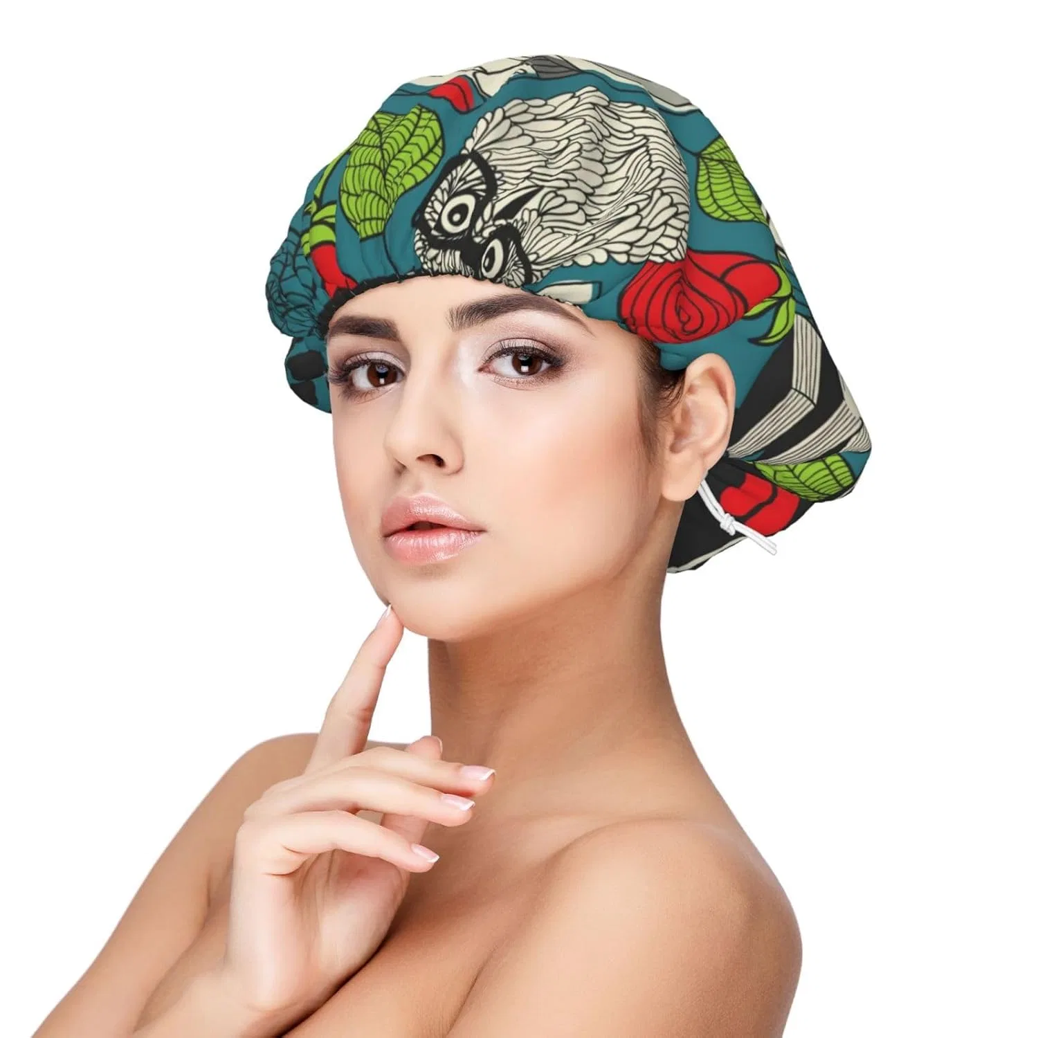 Шапочка для душа Satin с принтом Black Head Woman, Xiso Ver, диаметр 33 см