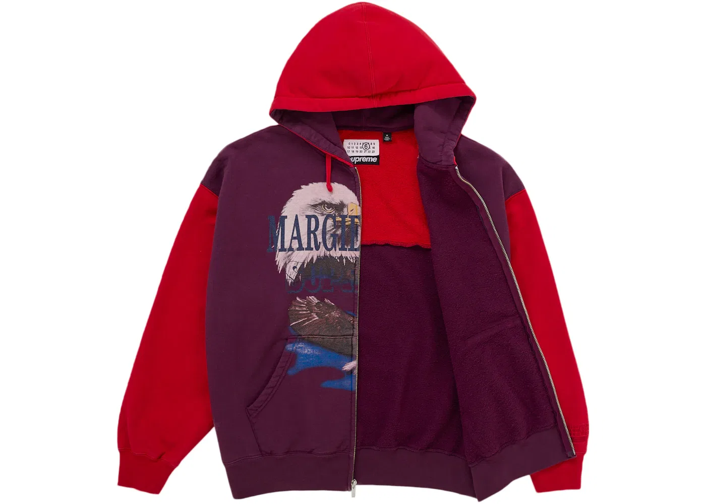 Мужская худи на молнии с принтом Eagle Supreme, MM6 Maison Margiela, Red — фото 2