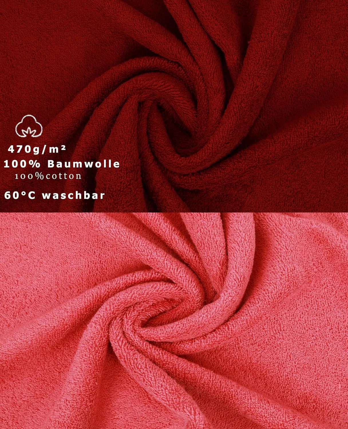 Мочалки для лица набор 10 шт Betz, 16x21 см, Ruby Red & Raspberry — фото 3