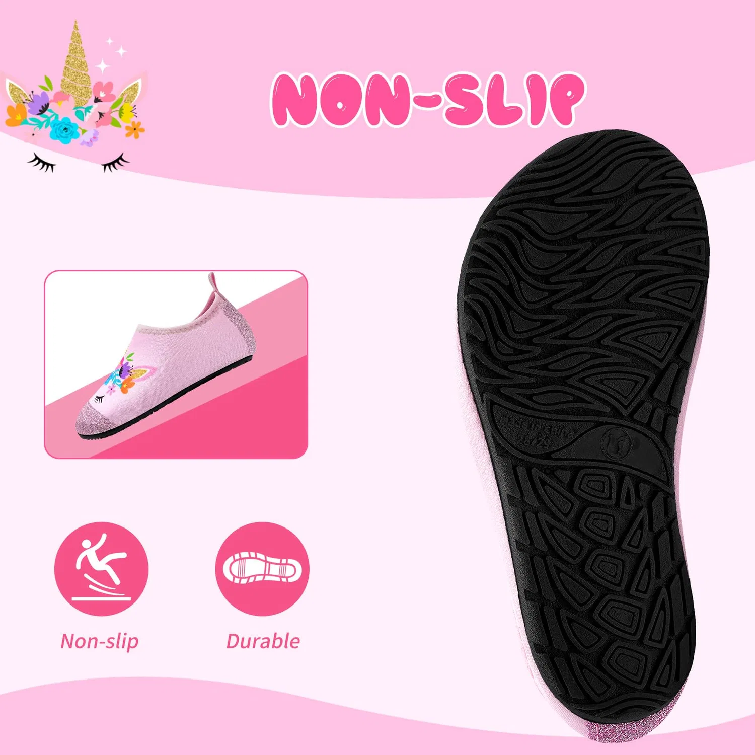 Детские водные туфли для мальчиков с принтом IceUnicorn, Unicorn A Bling — фото 4