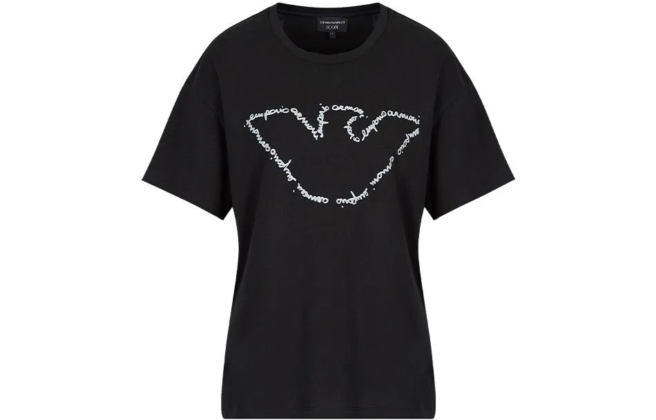 Футболка с круглым вырезом, свободный крой, Emporio Armani, Black