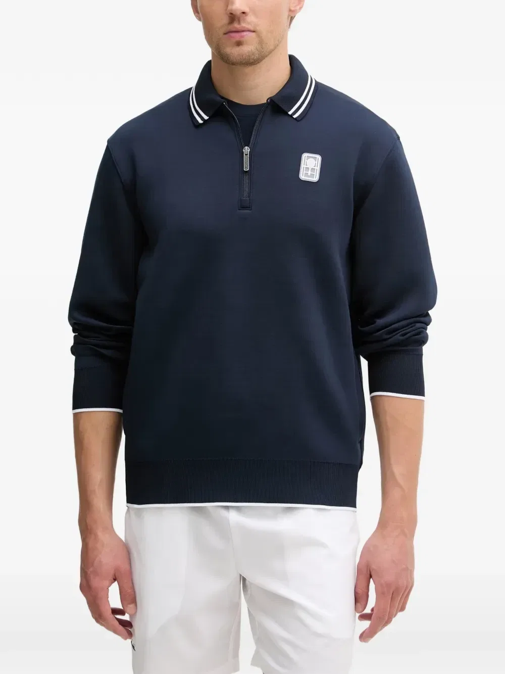 Свитшот с ворником-поло на молнии-четвертинах Lacoste, синий