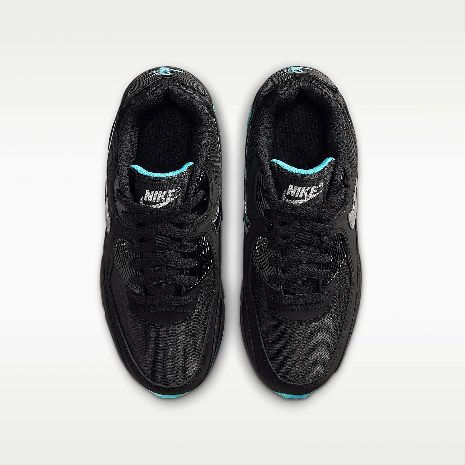 Детские кроссовки для мальчиков с принтом Nike Air Max 90 SE Junior Shoes Nike, Black/Gamma Blue/Ice/Chrome — фото 4