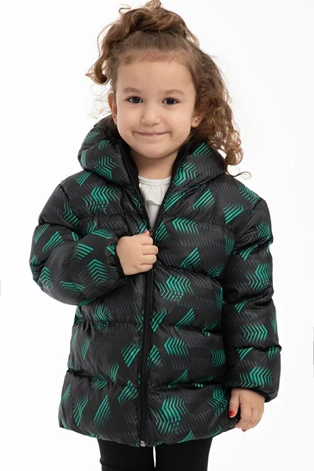 Детское спортивное пальто для девочек с капюшоном Royalside, Green Black — фото 2