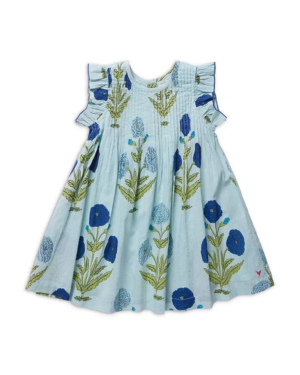 Детское платье для девочек с принтом Jaipur Dress Pink Chicken, Light Blue Dandelion