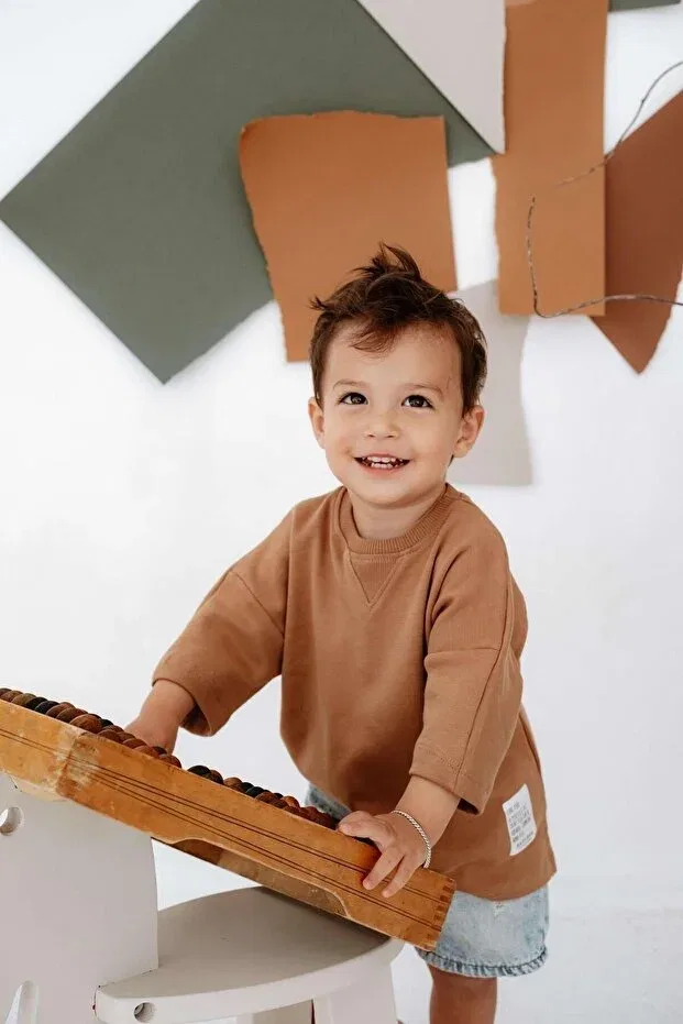 Детская футболка с длинным рукавом Premium oversize unisex kids Babybek, Brown