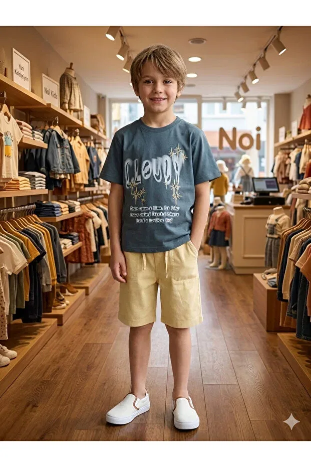 Детская футболка с облачным принтом для мальчиков Nk Kids, Green