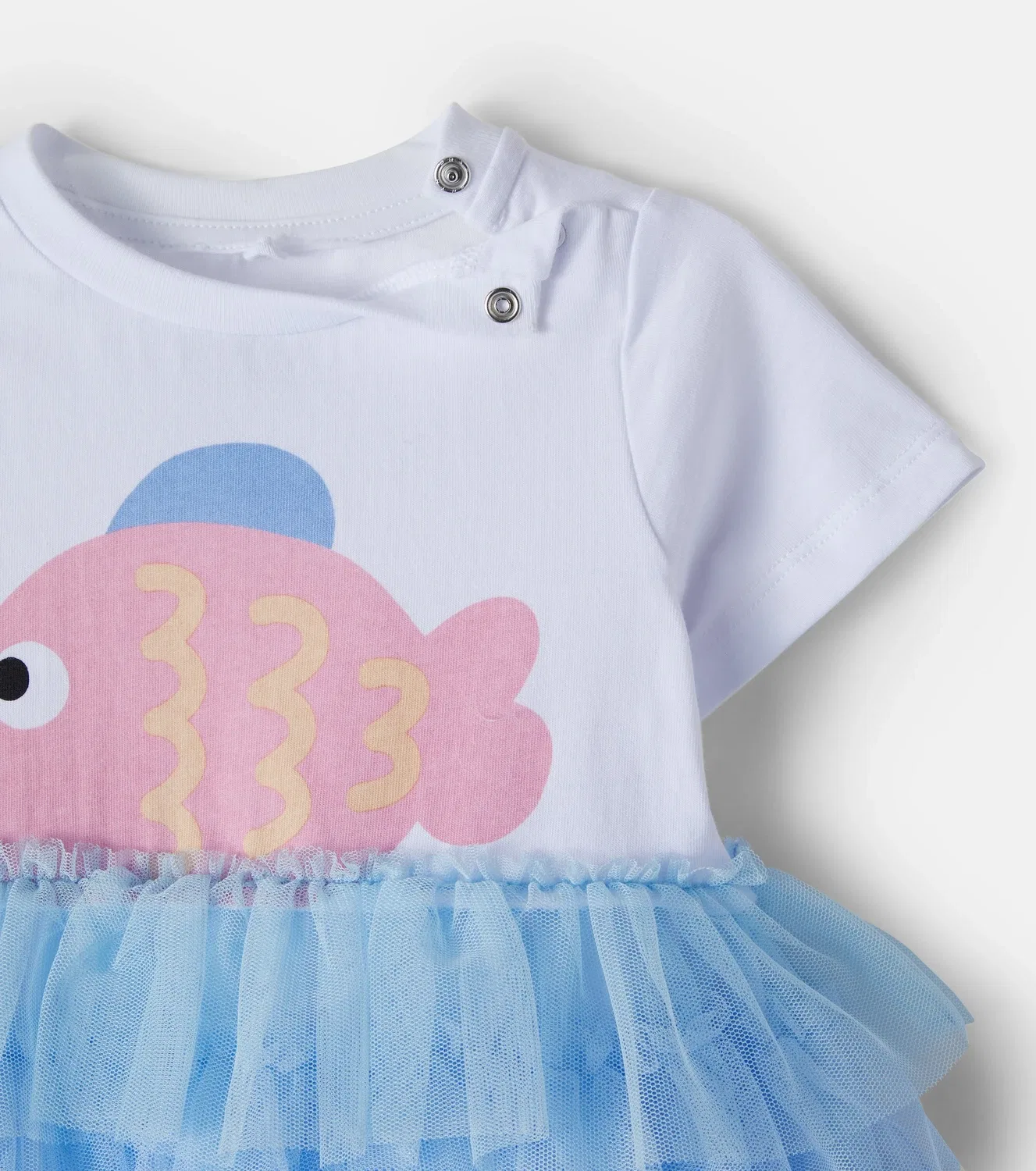 Платье из хлопкового джерси и фатина Stella Mccartney Kids, белый — фото 3
