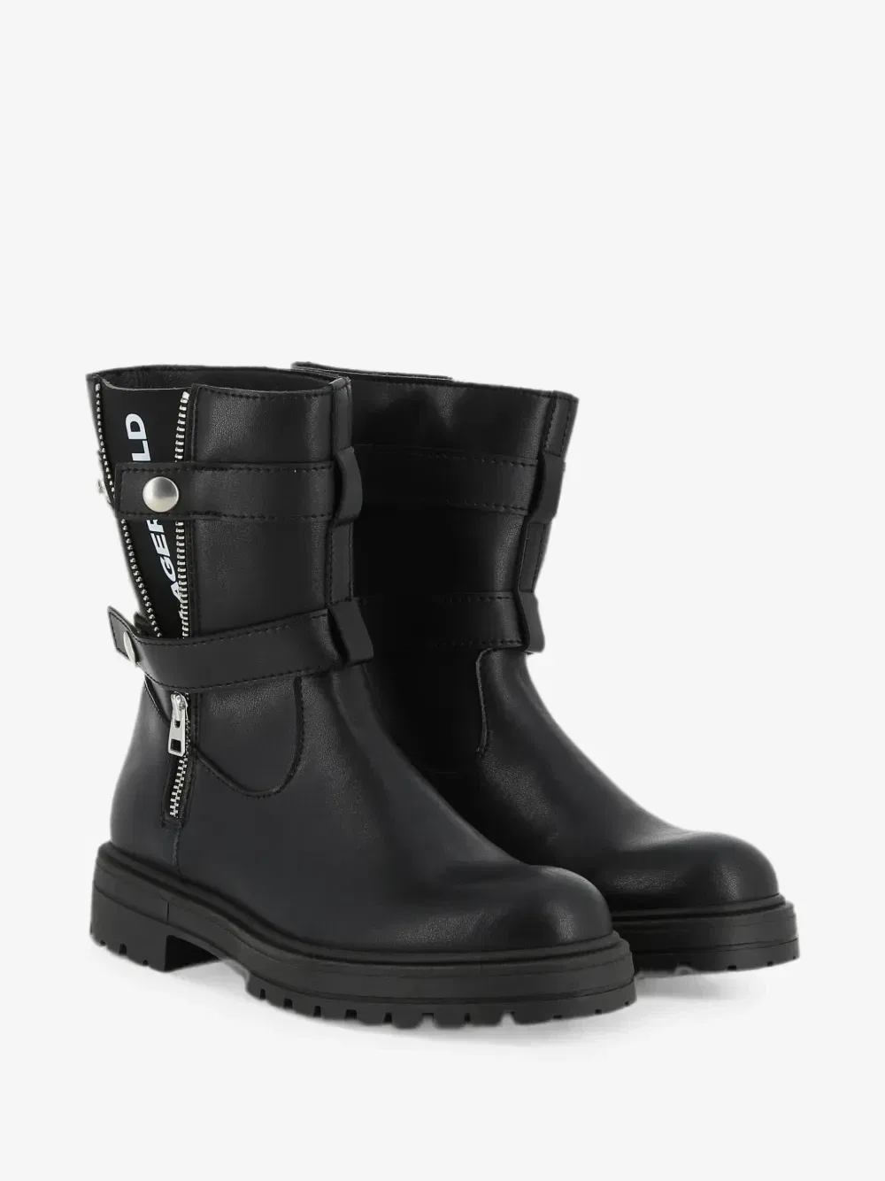 Ботинки на молнии с пряжками Karl Lagerfeld Kids, черный