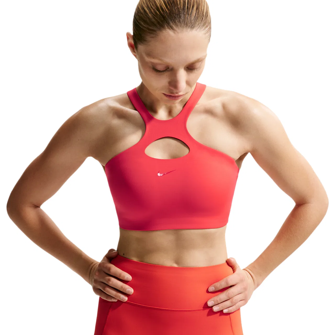 Женский спортивный бюстгальтер Universal Mid Support Bra Nike, цвет University Red/Lt Crimson/University Red