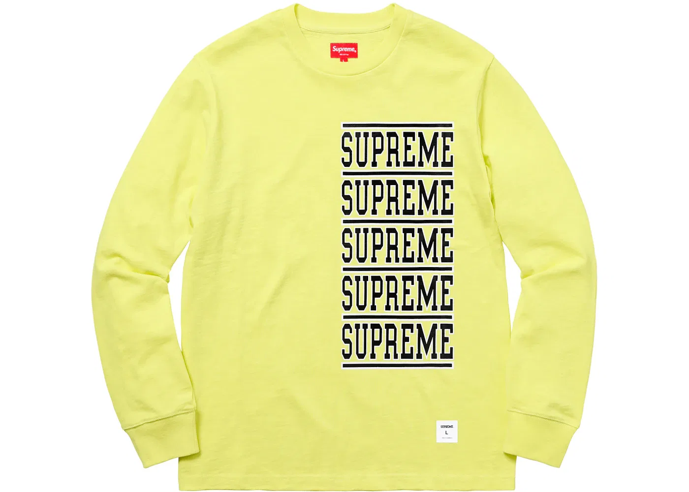 Мужская футболка с длинным рукавом Supreme Stacked L/S Top, Lemon