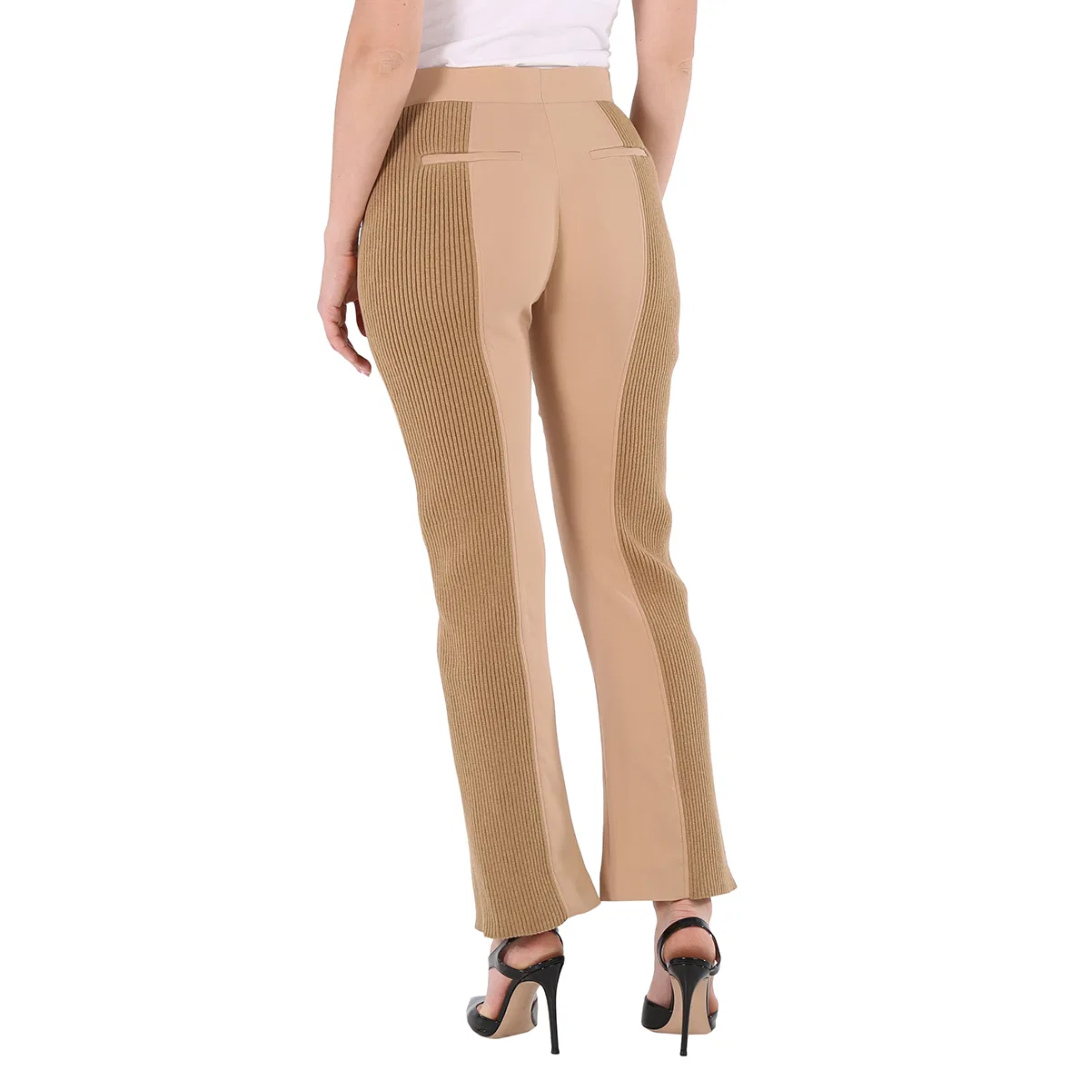Брюки женские широкие с высокой посадкой Ladies Soft Fawn Wide Leg Smart Trousers Burberry, Soft Fawn — фото 4