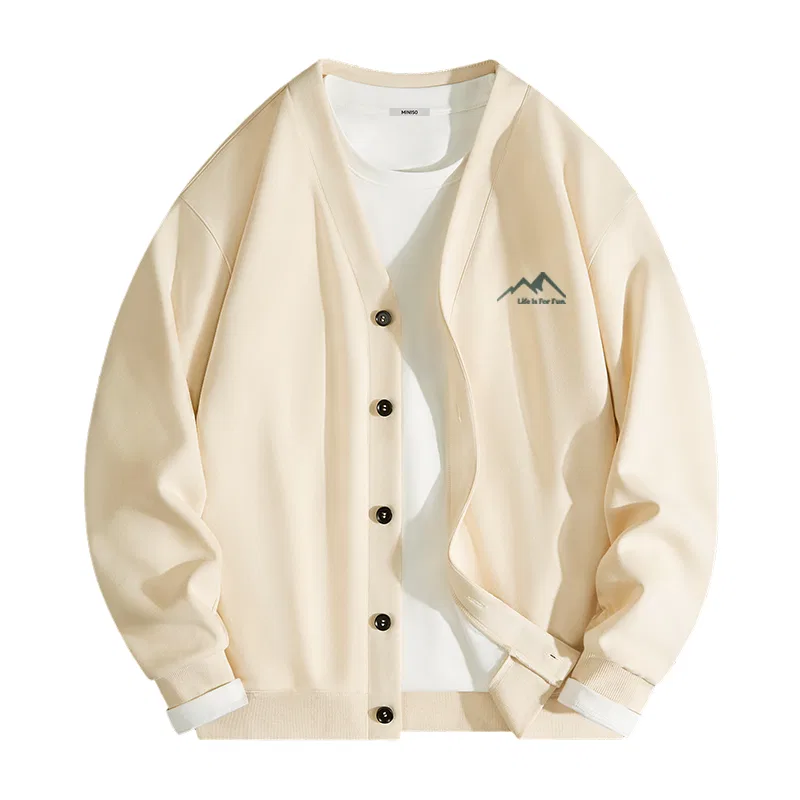 Детский джемпер без гендера с V-образным вырезом MINISO, Light Beige