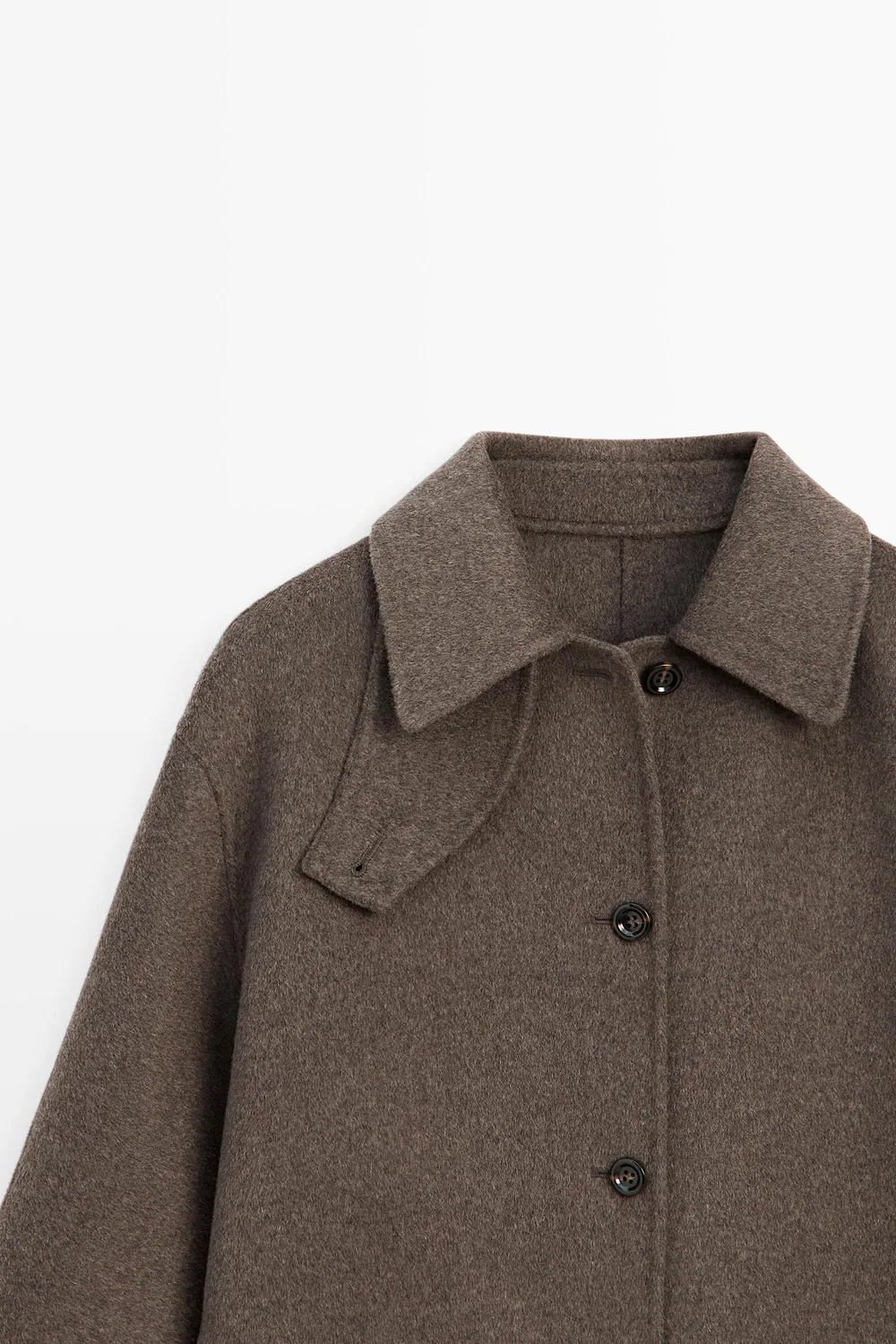 Пальто Massimo Dutti, из шерстяной смеси, коричневый — фото 4