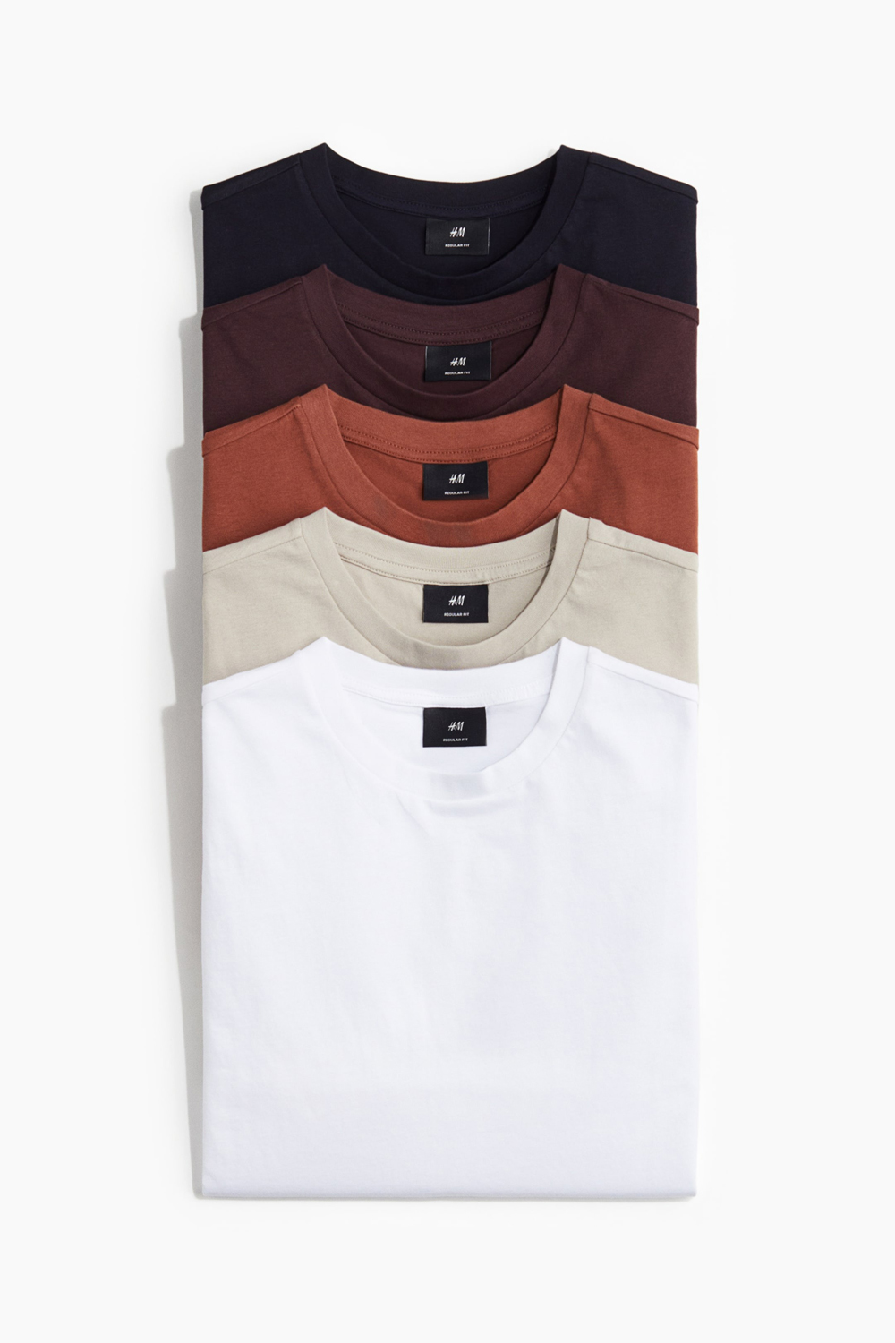 

Комплект футболок H&M Regular Fit, 5 предметов, оранжевый/бежевый