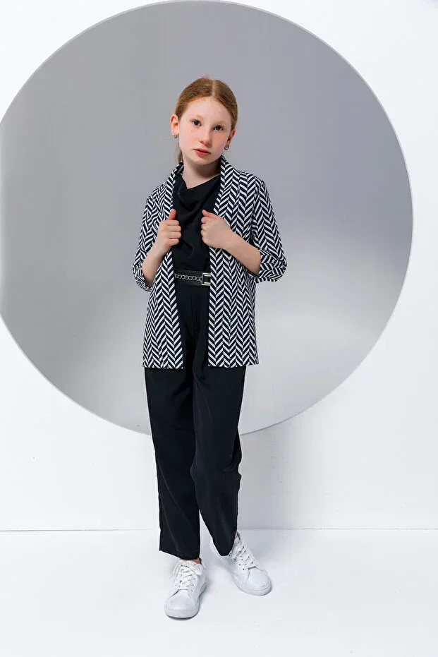 Детский пиджак для девочек в полоску Basics Incity, Black