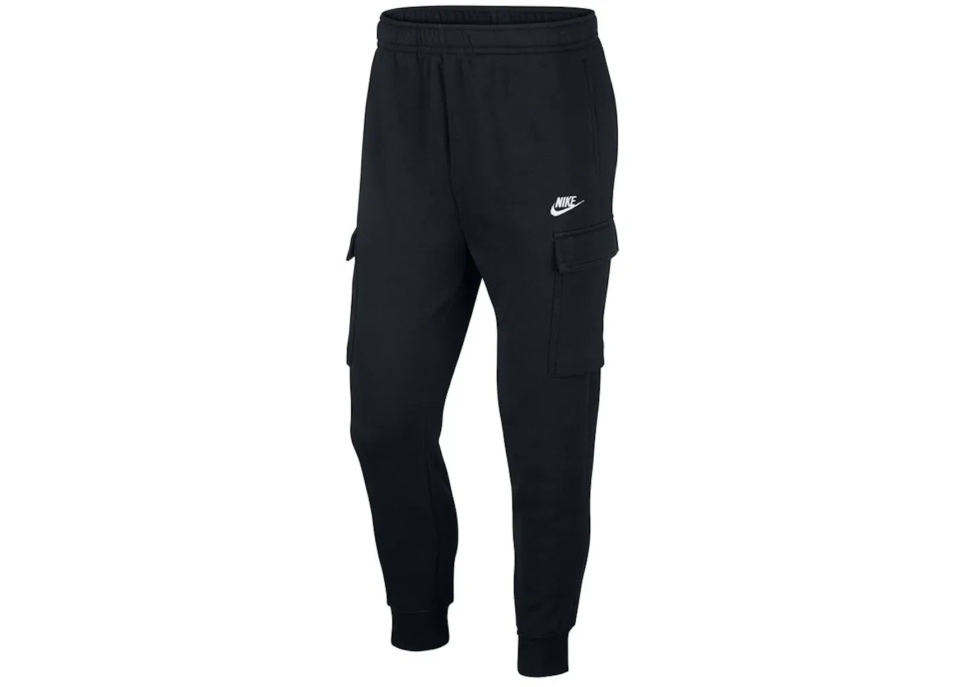 Мужские спортивные штаны из флиса с карго-карманами Nike Sportswear Club Fleece Cargo Pants, Black/Black/White