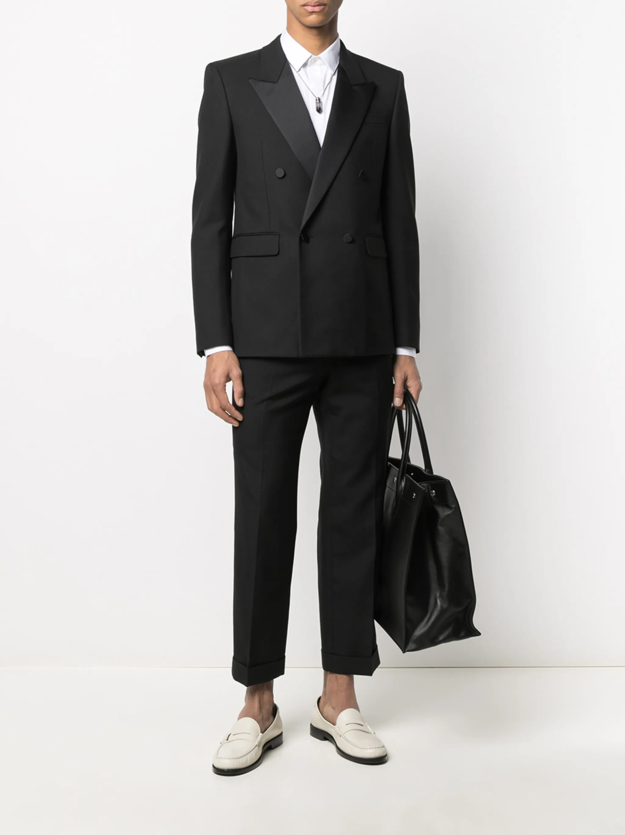 Поплиновая рубашка с длинными рукавами Saint Laurent, белый — фото 2