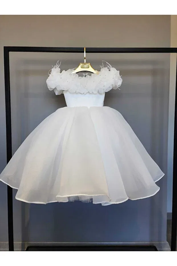 Детское платье для девочек с рюшами Scstil, White
