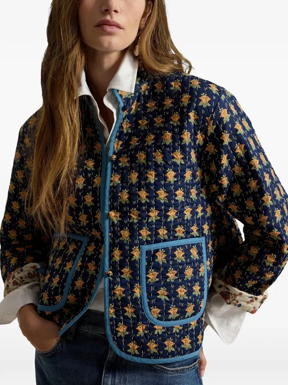 Стеганая куртка Ari с цветочным принтом Polo Ralph Lauren, синий — фото 3