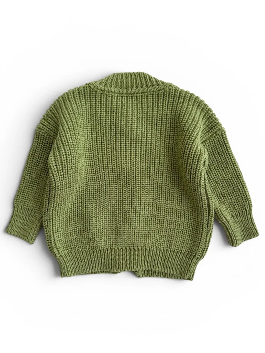 Вязаный кардиган KURTI & FRIEDA «Chunky Knit» оливкового цвета — фото 2