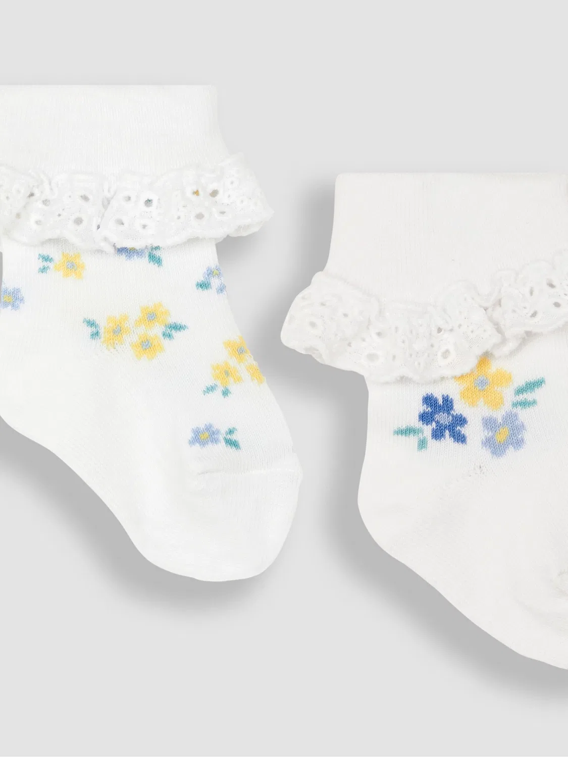 Носки, флористический принт, 2 пары Jojo Maman Bébé, белый флоральный — фото 2