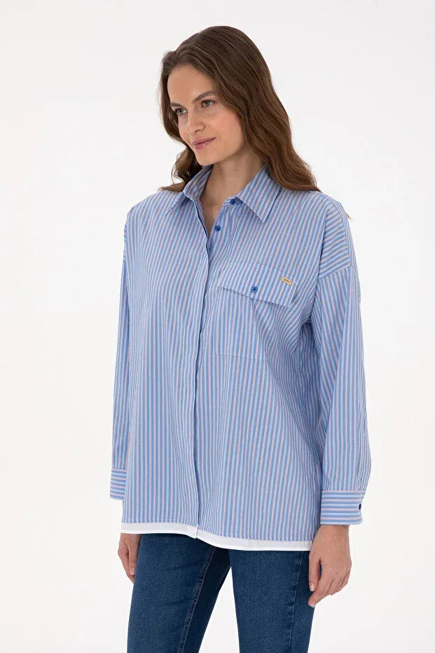 Женская рубашка с длинным рукавом U.S. Polo Assn., Dark Blue — фото 3
