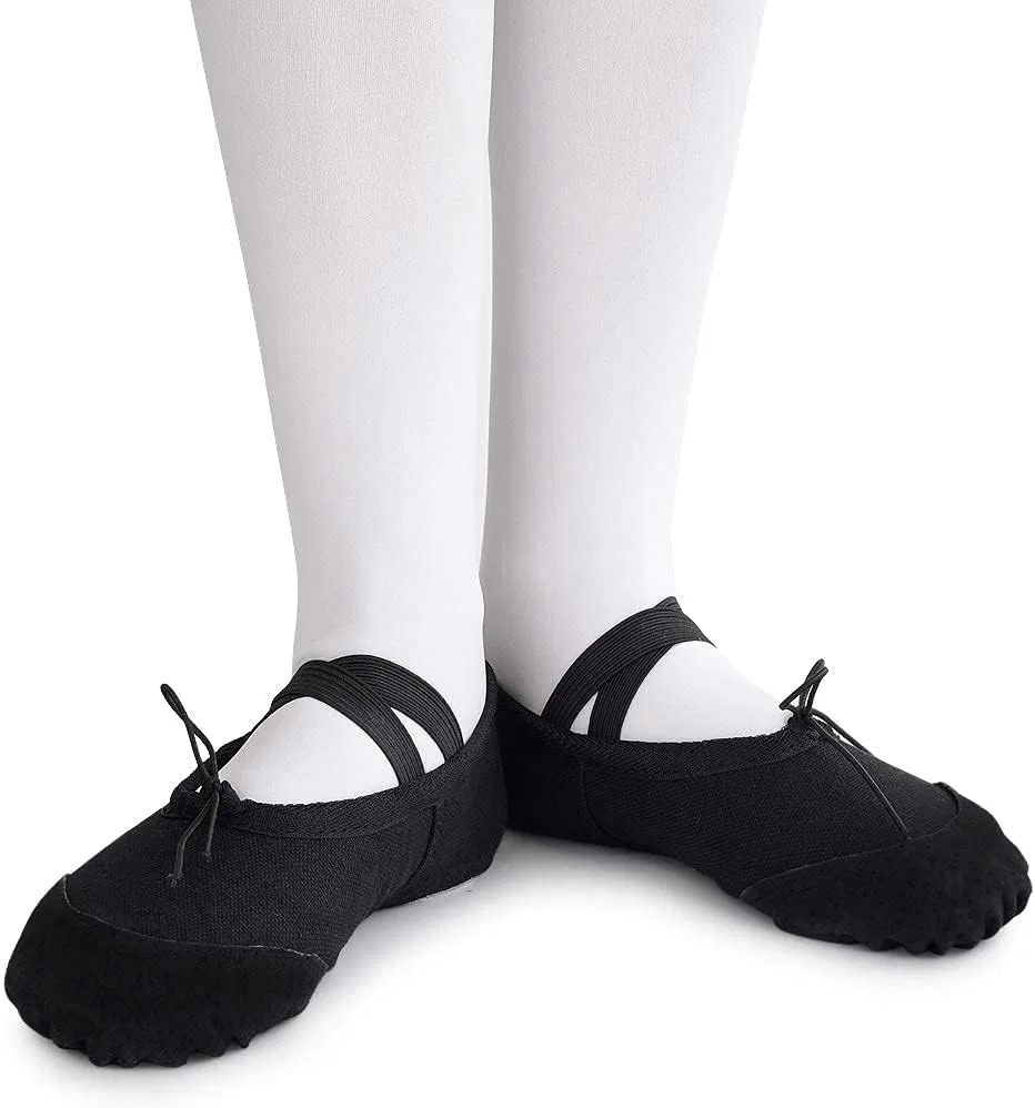 Детские балетки для девочек с кожаным мыском Bestgift, Black — фото 2