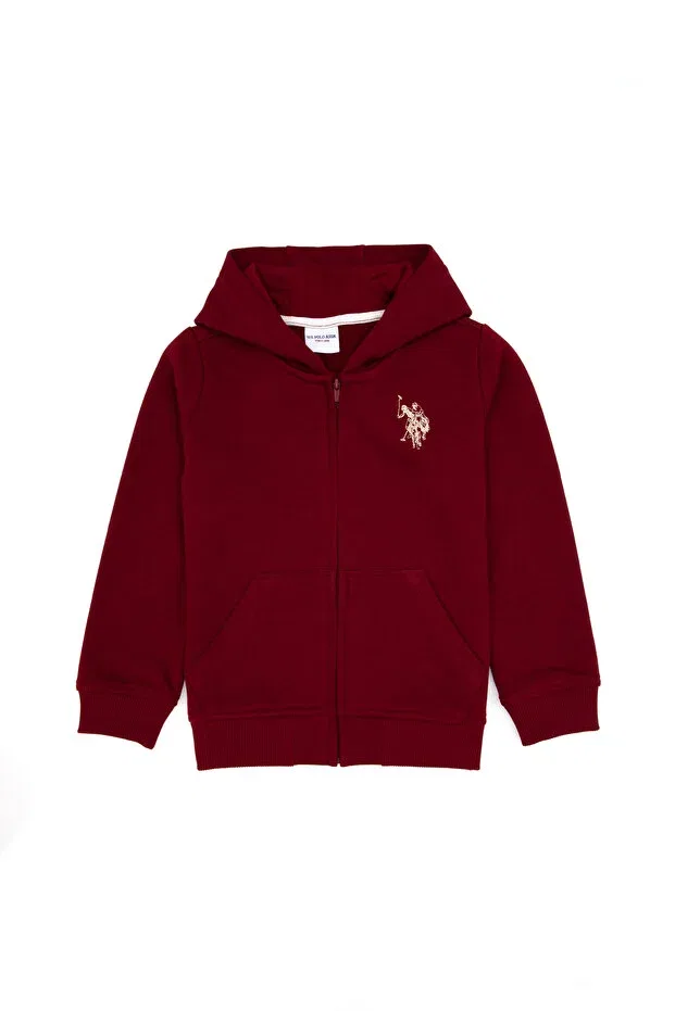 Детское худи с капюшоном на молнии U.S. Polo Assn., Burgundy — фото 3