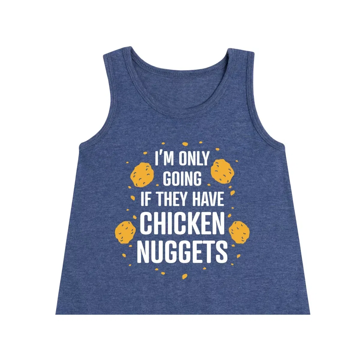 Детское платье для девочек без рукавов с принтом Only Going if They Have Chicken Nuggets Instant Message, Heather Navy — фото 2