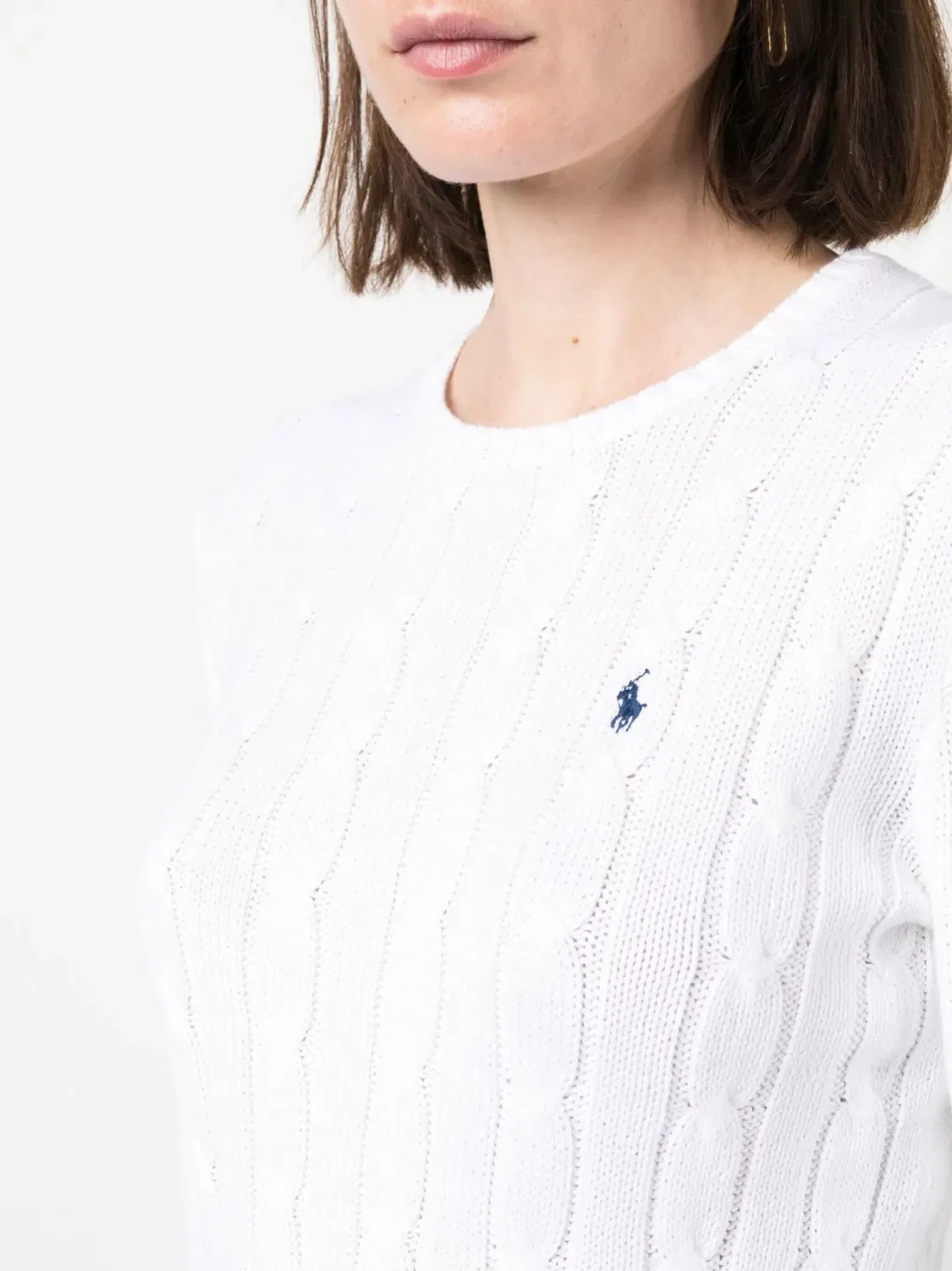 Джемпер с узором косичкой Polo Ralph Lauren, белый — фото 2