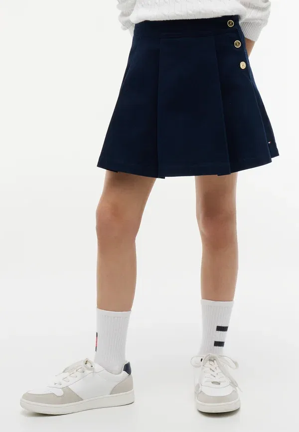 Юбка с запахом, хлопок Button pleated - wrap skirt, Tommy Hilfiger, темно-синий ночной