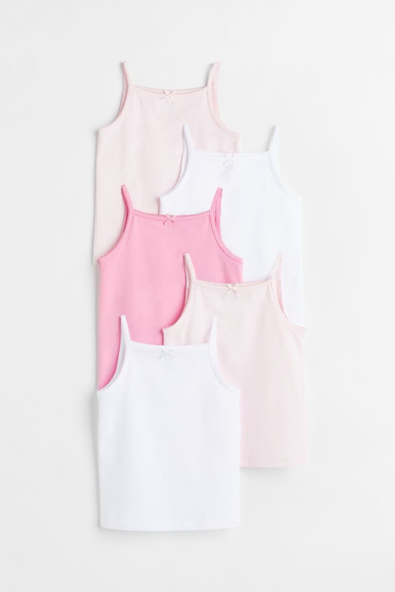 

5 топов на лямках из джерси H&M, розовый/белый/серый