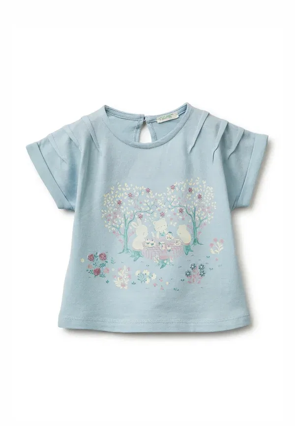 Футболка с вышивкой и принтом United Colors Of Benetton, синий