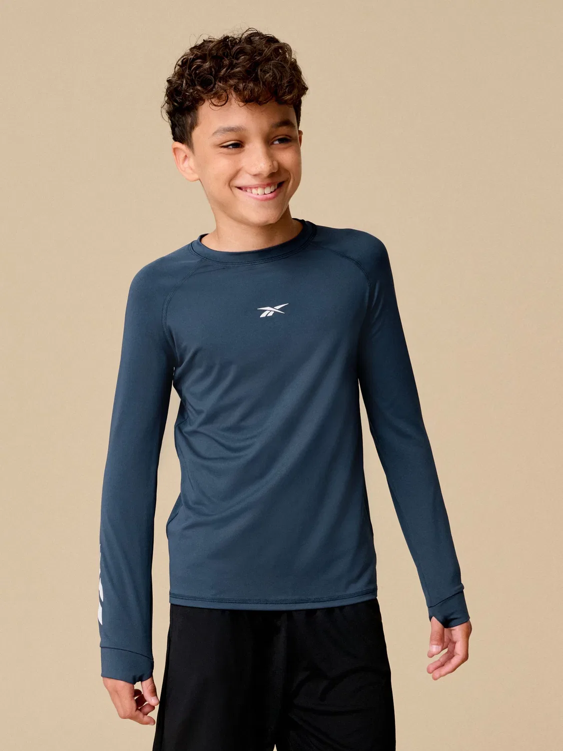 Футболка с длинным рукавом Reebok Navy Sports Base Layer, синяя — фото 2