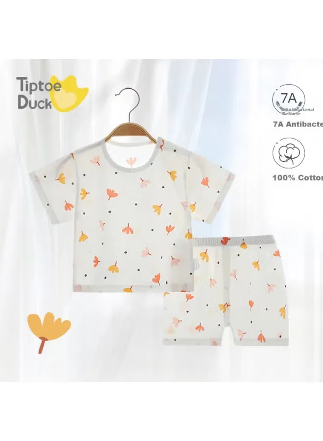 Комплект детский летний тонкий с коротким рукавом с принтом кленового листа Tiptoe Duck, принт кленовый лист — фото 4