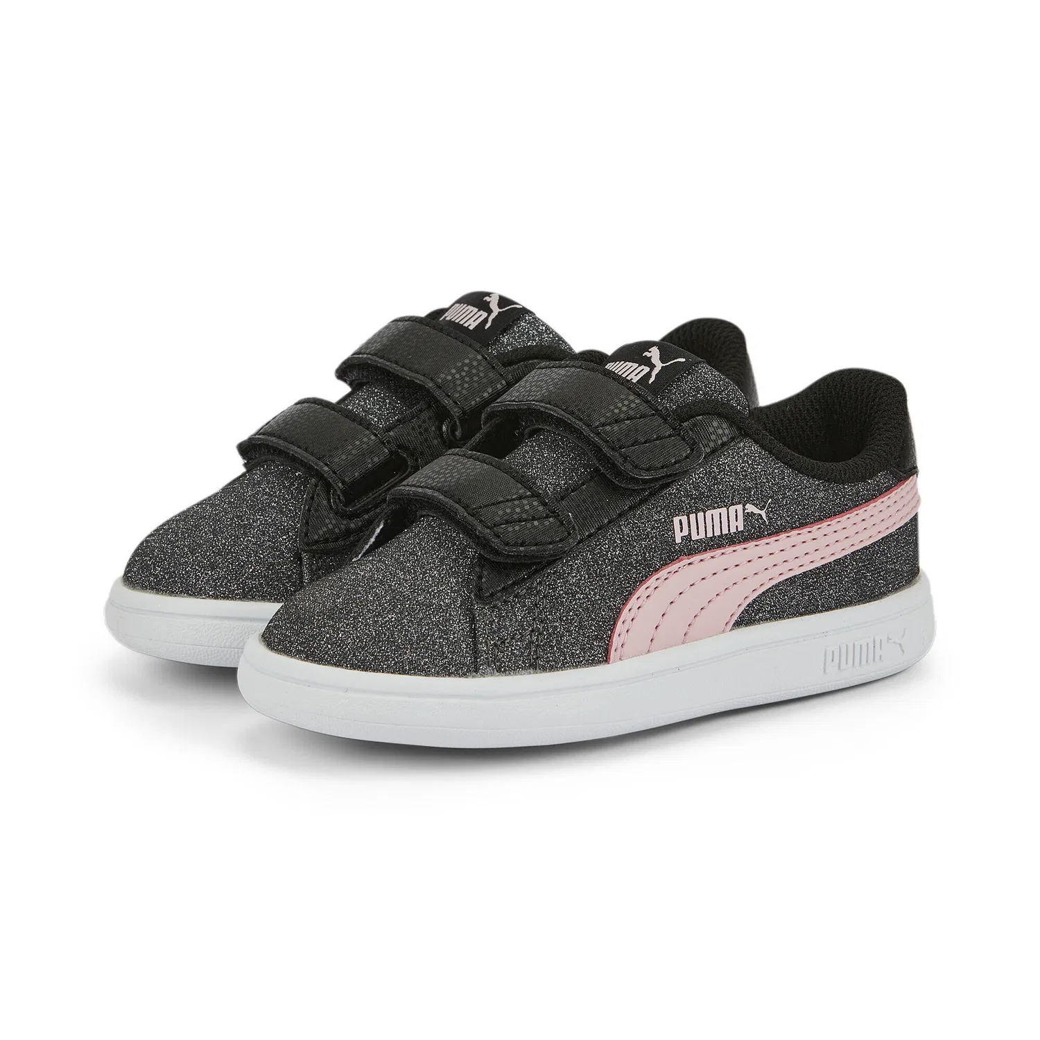 Детские кроссовки для девочек с блестками Smash v2 Glitz Glam Puma, Grau Rosa