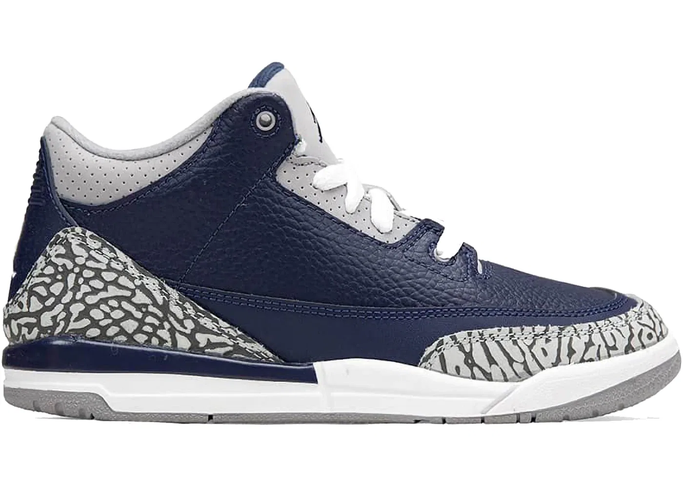 Детские кроссовки с принтом Jordan 3 Retro Georgetown (2021) (PS) Jordan, Midnight Navy/Cement Grey-White