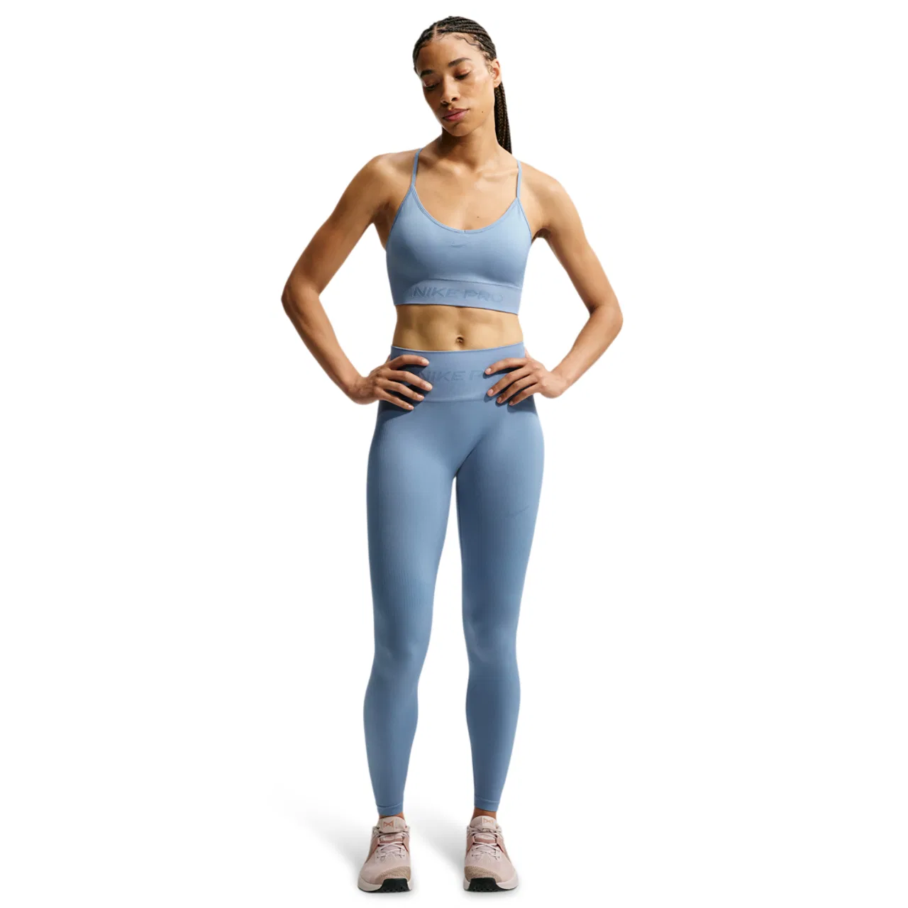 Женский бесшовный спортивный бюстгальтер Pro Dri-FIT Seamless LS Bra Nike, Work Blue — фото 3