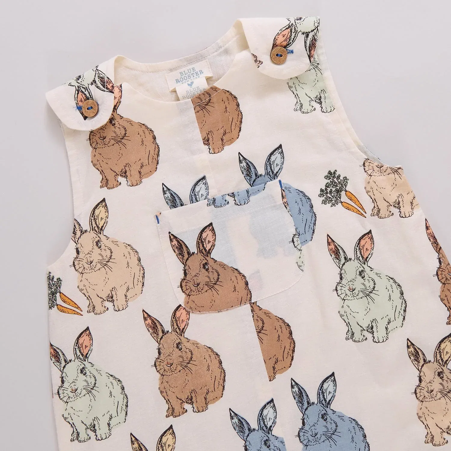 Детский комбинезон для мальчиков с принтом Noah Jumper Pink Chicken, Blue Vintage — фото 2