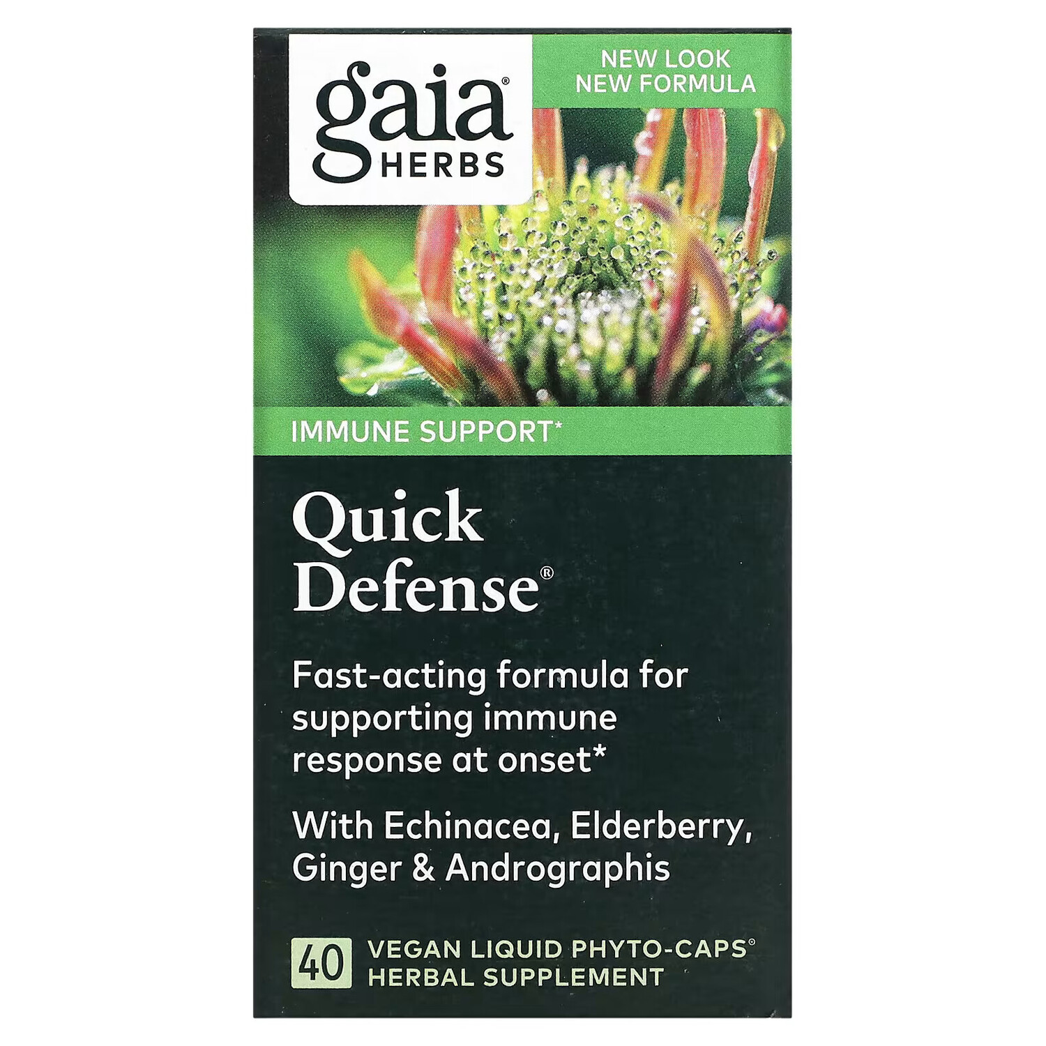 

Gaia Herbs, Quick Defense, 40 веганских капсул Liquid Phyto-Caps