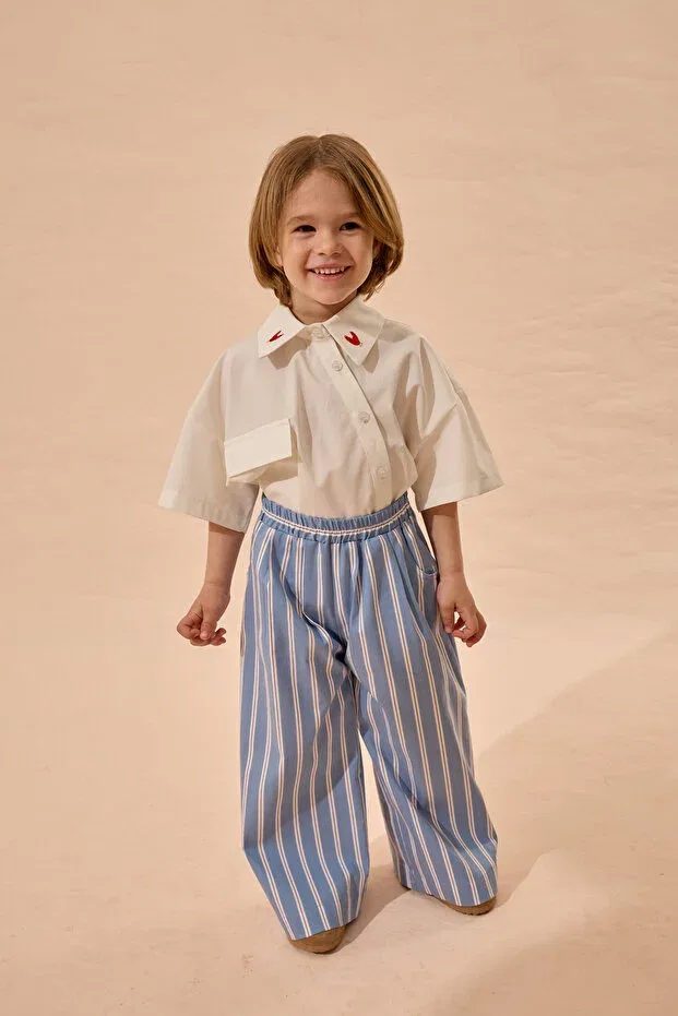 Детские брюки-палаццо с принтом Fahhar Kids, Blue