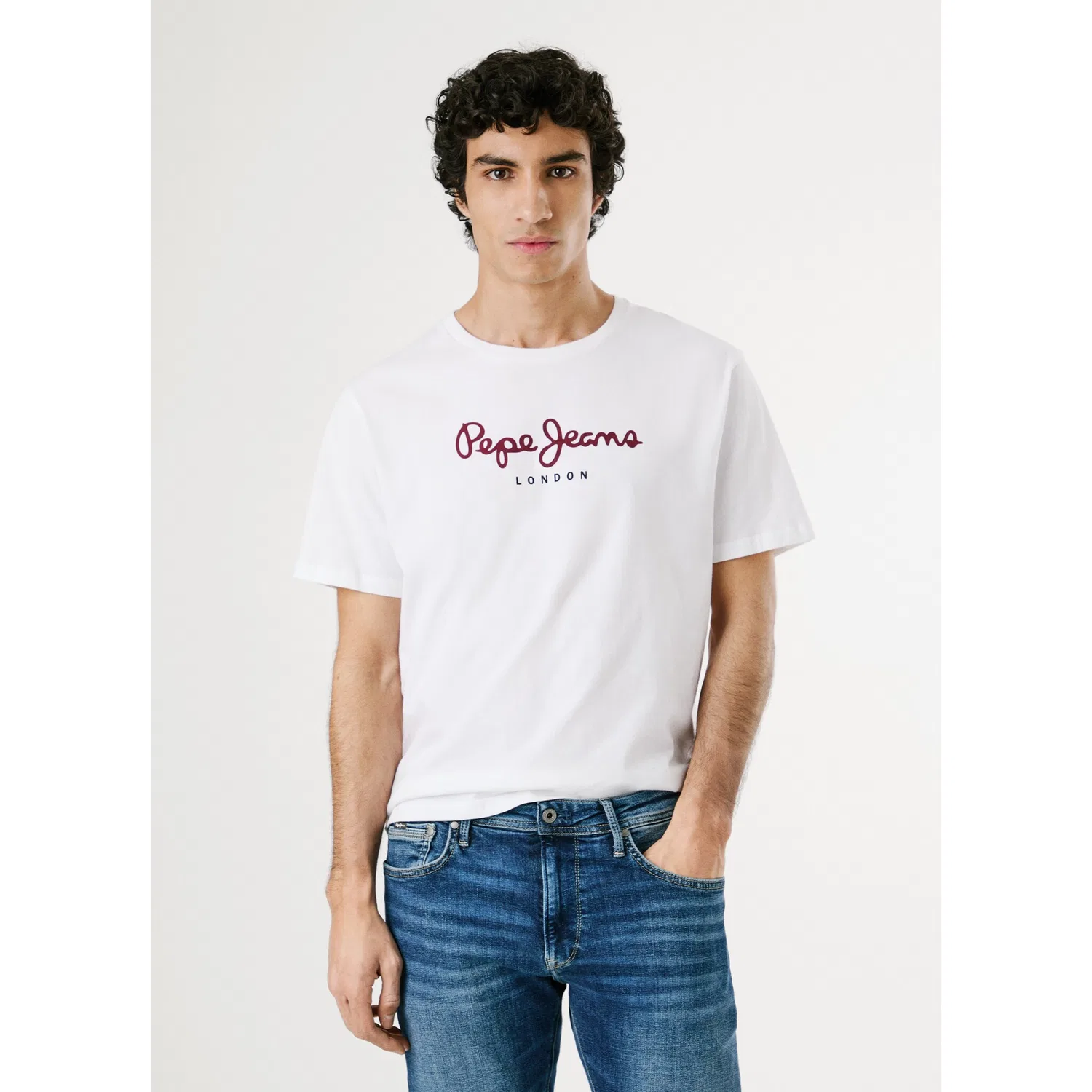 Детская хлопковая футболка с принтом Pepe Jeans, White