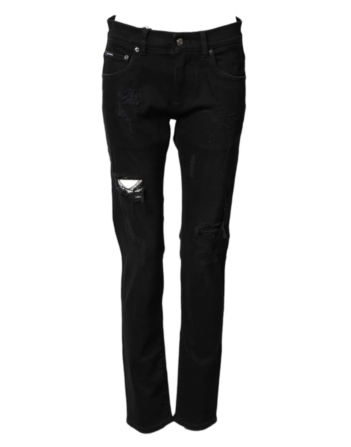 Мужские джинсы-скинни с потертостями Skinny Jeans Dolce & Gabbana, черный