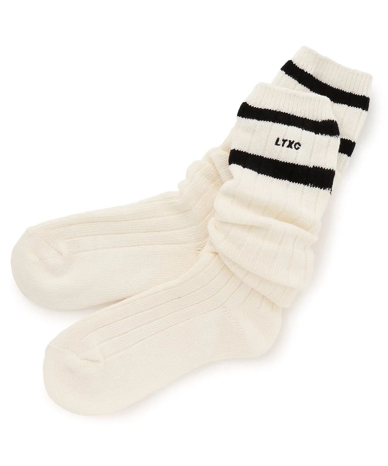 Детские носки с принтом, модель Line Logo LOVETOXIC, Off White