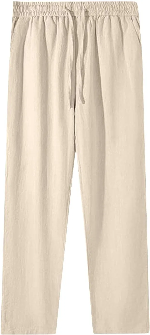 Женские широкие брюки палаццо из льна и хлопка, Khaki