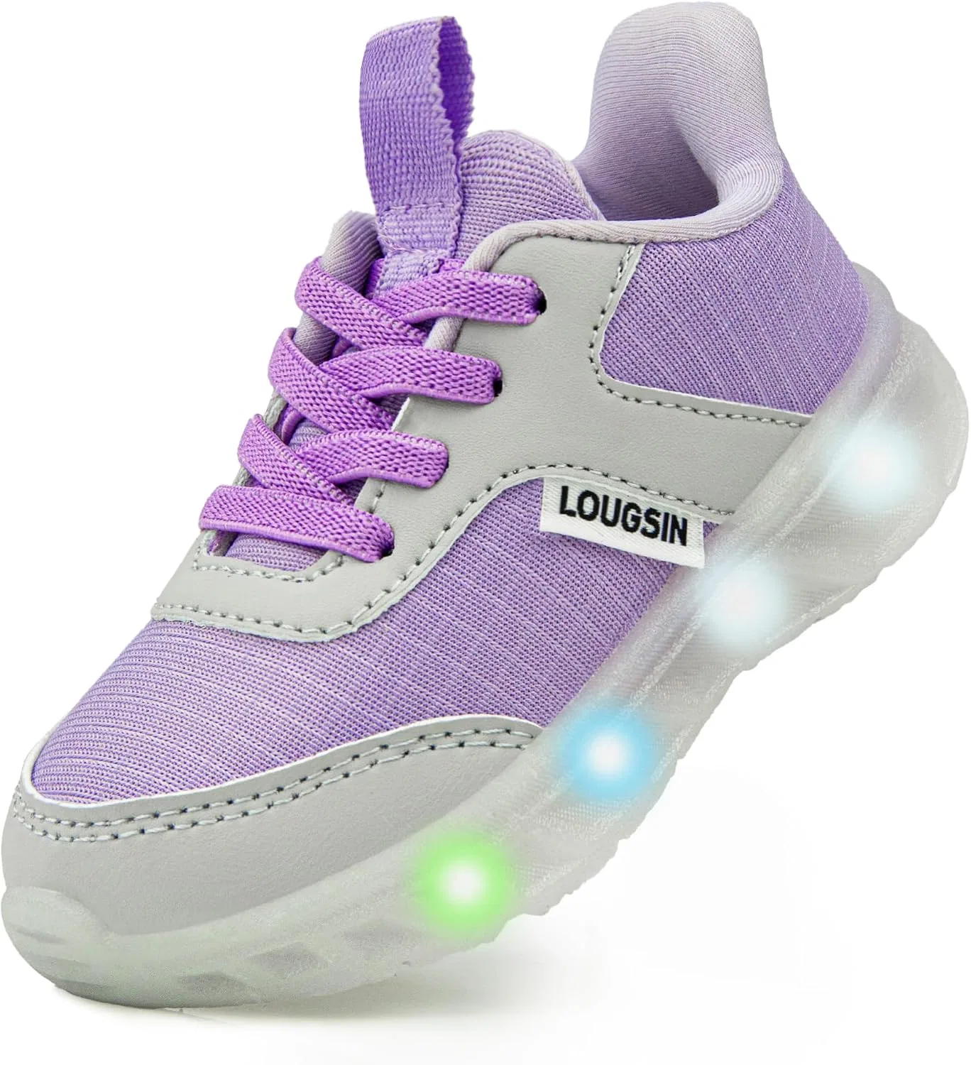 Детские кроссовки для мальчиков и девочек со светящейся подошвой LOUGSIN, Purple Girls Light Up Shoes