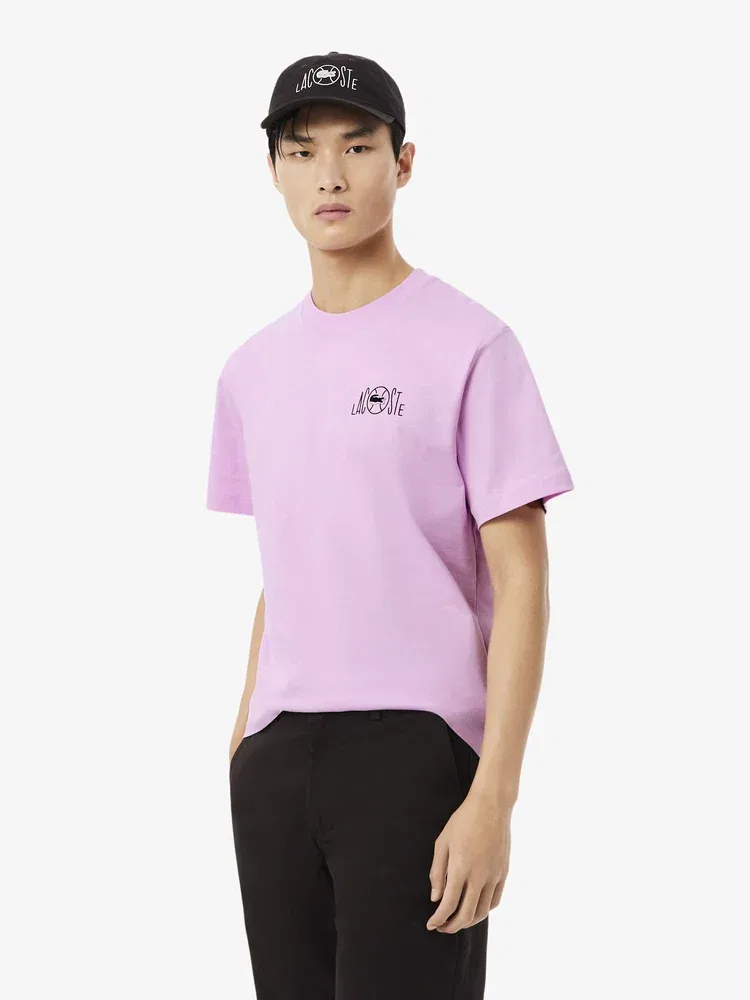 Футболка с принтом теннисный корт LACOSTE, Pink